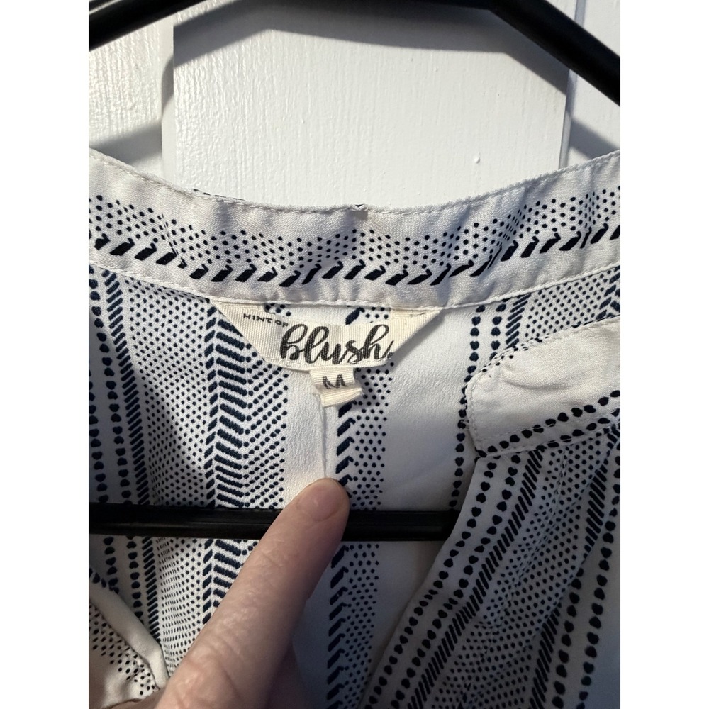 Hint of Blush Striped Tunic Dress Womens Medium White Blue - Picture 5 of 5